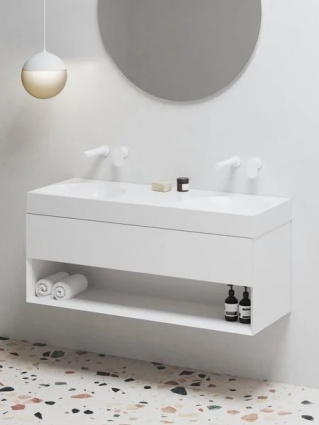Тумба с раковиной Ravak Lite SD 120 глянцевая белая, раковина Lite XJX01312001 двойная