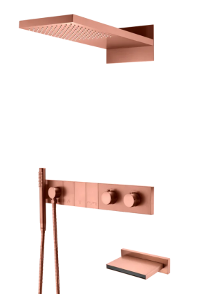 Душевой комплект Boheme Zodiac 133-2-CB термостат, С ВНУТРЕННЕЙ ЧАСТЬЮ, copper brushed