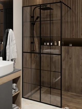 Душевая перегородка Teymi Helmi T00301 90x200 см, профиль черный матовый, стекло прозрачное