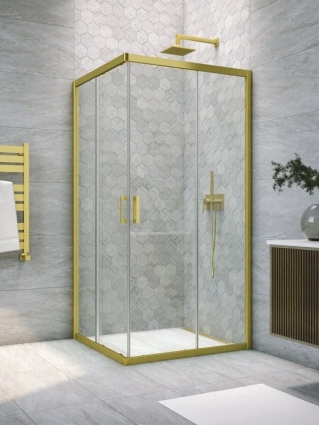 Душевой уголок Vegas Glass Za Novo h2000 90 03 01 профиль матовое золото, стекло прозрачное