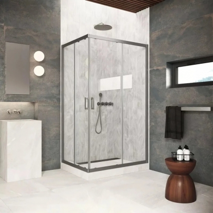 Душевой уголок Vegas Glass ZA-F Protec 120*70 11 01 профиль оружейная сталь, стекло прозрачное
