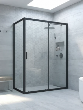 Душевой уголок Vegas Glass ZP+ZPV Novo h2000 110*90 02М 01 профиль матовый черный, стекло прозрачное