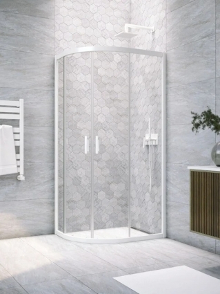 Душевой уголок Vegas Glass ZS-F Novo h2000 120*110 01 01 профиль глянцевый белый, стекло прозрачное