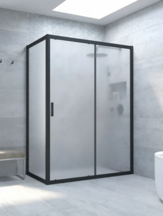 Душевой уголок Vegas Glass ZP+ZPV Novo h2000 140*100 02М 10 профиль матовый черный, стекло сатин