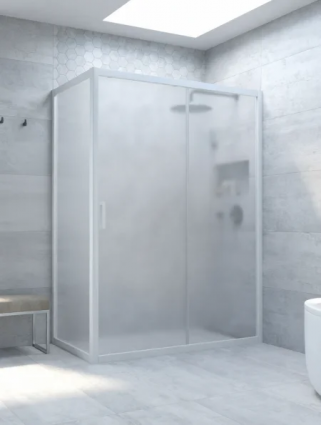 Душевой уголок Vegas Glass ZP+ZPV Novo h2000 140*90 01 10 профиль глянцевый белый, стекло сатин