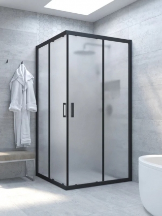 Душевой уголок Vegas Glass Za Novo h2000 100 02М 10 профиль матовый черный, стекло сатин