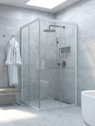 Душевой уголок Vegas Glass Za Novo h2000 100 01 01 профиль глянцевый белый, стекло прозрачное