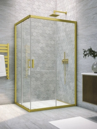Душевой уголок Vegas Glass ZA-F Novo h2000 120*100 03 01 профиль матовое золото, стекло прозрачное