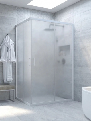 Душевой уголок Vegas Glass ZA-F Novo h2000 120*110 01 10 профиль глянцевый белый, стекло сатин