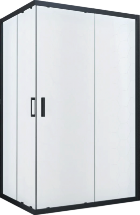 Душевой уголок Vegas Glass ZA-F Novo h2000 120*80 02М 10 профиль матовый черный, стекло сатин