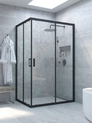 Душевой уголок Vegas Glass ZA-F Novo h2000 100*80 02М 01 профиль матовый черный, стекло прозрачное