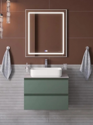 Мебель для ванной комнаты BelBagno Kraft 60 подвесная, матовая еловая, столешница kep-60-bo, раковина BB1304