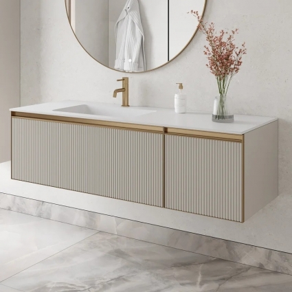 Тумба под раковину без столешницы Armadi Art Quatro 2 140 cashmere fuga, профиль matt gold