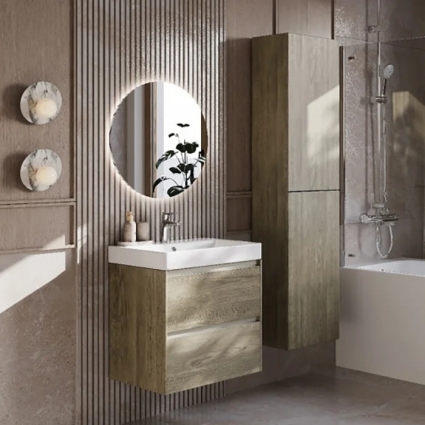 Мебель для ванной комнаты Roca Ona 60 темный вяз, раковина ZRU9307561