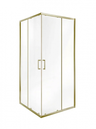 Душевой уголок Good Door Lite CR-100-C-BG 100х100 см, профиль матовое золото, стекло прозрачное