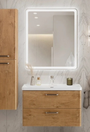 Мебель для ванной комнаты BelBagno Due 80 ручки матовый атласный никель, rovere nature