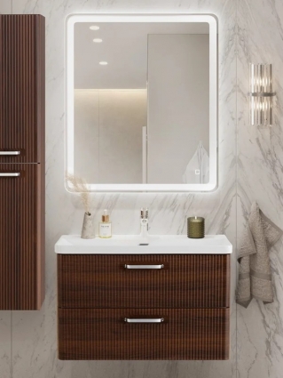 Мебель для ванной комнаты BelBagno Due 80 ручки хром полированный, noce