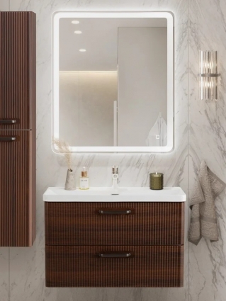 Мебель для ванной комнаты BelBagno Due 80 ручки матовый темный никель, noce