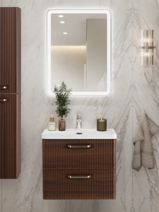 Мебель для ванной комнаты BelBagno Due 50 ручки матовый атласный никель, noce
