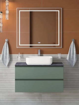 Мебель для ванной комнаты BelBagno Kraft 80 подвесная, матовая еловая, столешница kep-80-grn, раковина BB1304