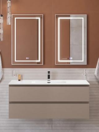 Мебель для ванной комнаты BelBagno Kraft 120 подвесная, матовая бежевая, раковина bb1200etl