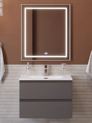 Мебель для ванной комнаты BelBagno Kraft 60 подвесная, матовая темно-серая, раковина bb-8099-60