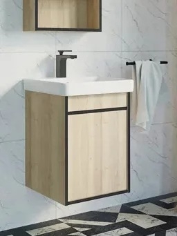 Тумба с раковиной Comforty Вена 45 подвесная, дымчатый дуб