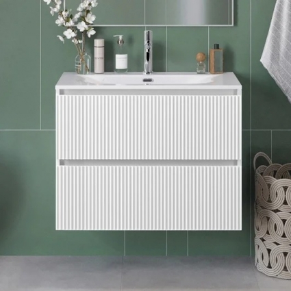 Тумба с раковиной BelBagno Uno 80 подвесная, 2 ящика, bianco opaco