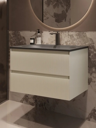 Тумба с раковиной Vincea Welle 80 m.beige soft-touch, раковина VCB-4H800G серый шелк