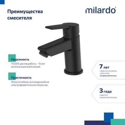 Смеситель для раковины Milardo STRBL00M01 черный матовый