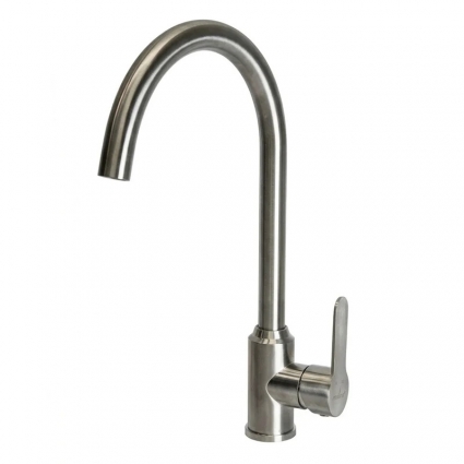 Смеситель для кухни 35k MIXLINE МЛНС-0405 (MLSS-0405) трубчатый излив, п/гайку САТИН
