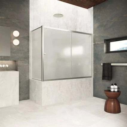 Шторка на ванну Vegas Glass ZV+ZVF Protec 180*80 04 10 профиль никель, стекло сатин
