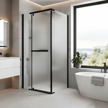 Душевой уголок Cerutti Spa ZQ91BF 90x90, профиль матовый черный, стекло матовое
