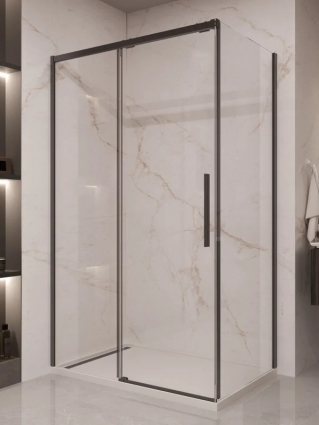 Душевой уголок Vincea Stella VSR-1ST1013CLB 130x100 см, профиль матовый черный, стекло прозрачное