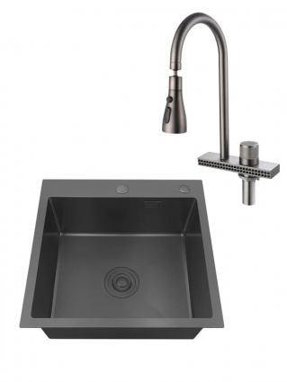 Комплект Мойка РМС MR-5050BL Matte + Смеситель SUS130PVD-017F-2