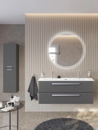 Мебель для ванной комнаты Cezares Eco-Cer-N 120 темно-серая матовая, раковина CZR-8073-120-1-2, ручки серые