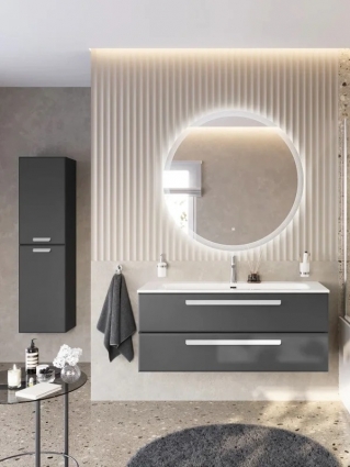 Мебель для ванной комнаты Cezares Eco-Cer-N 120 темно-серая матовая, раковина CZR-8073-120, ручки серые