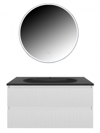 Мебель для ванной комнаты Vincea Welle 100 m.white soft-touch, раковина VCB-4H100A антрацит