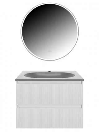 Мебель для ванной комнаты Vincea Welle 60 m.white soft-touch, раковина VCB-4H600G серый шелк