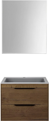 Мебель для ванной комнаты Vincea Chiara 2D 60, 2 ящика, дуб табак, с серой раковиной