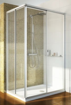 Душевой уголок GuteWetter Practic Rectan GK-422 правая 120x110 см стекло бесцветное, профиль матовый хром