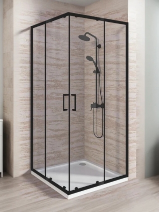 Душевой уголок Good Door Lite CR-80-C-B 80х80 см, профиль матовый черный, стекло прозрачное