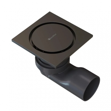Душевой трап точечный Knotlor SDSC100GM, вороненая сталь