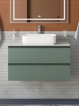 Тумба с раковиной BelBagno Kraft 80 подвесная, матовая еловая, столешница kep-80-bo, раковина BB1304
