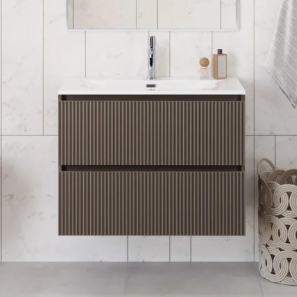 Тумба с раковиной BelBagno Uno 90 подвесная, 2 ящика, матовая бежевая