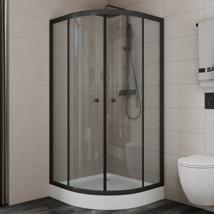 Душевой уголок Bauedge Dream Hit Black 80x80, с поддоном, профиль черный