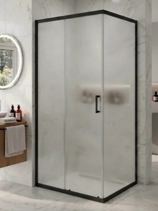 Душевой уголок MaybahGlass MGY-1874-6 180х90 профиль матовый черный, стекло сатин