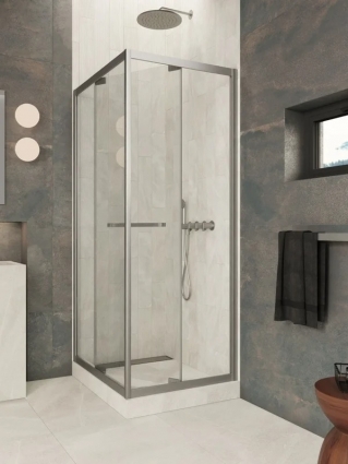 Душевой уголок Vegas Glass Z+ZPV Внутрь 90*90 11 01 профиль оружейная сталь, стекло прозрачное