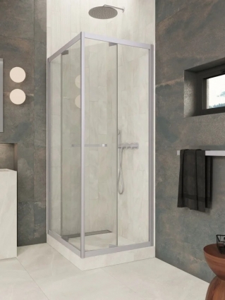Душевой уголок Vegas Glass Z+ZPV Внутрь 90*90 07 01 профиль матовый хром, стекло прозрачное