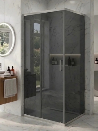 Душевой уголок MaybahGlass MGY-1935-5 140х60 профиль матовый хром, стекло графит